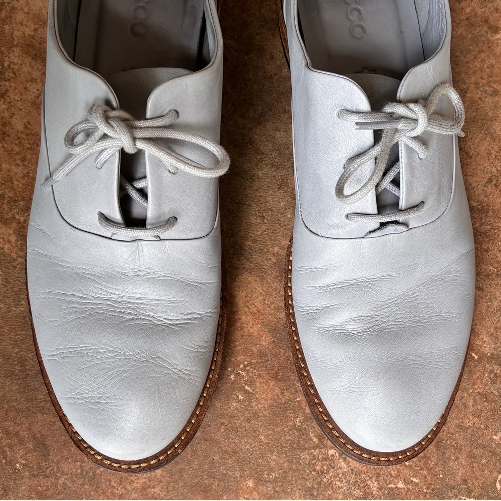 ECCO SARTORELLE GRAY/SILVER LEATHER TAILORED OXFORD EUR40. - Picture 6 of 14